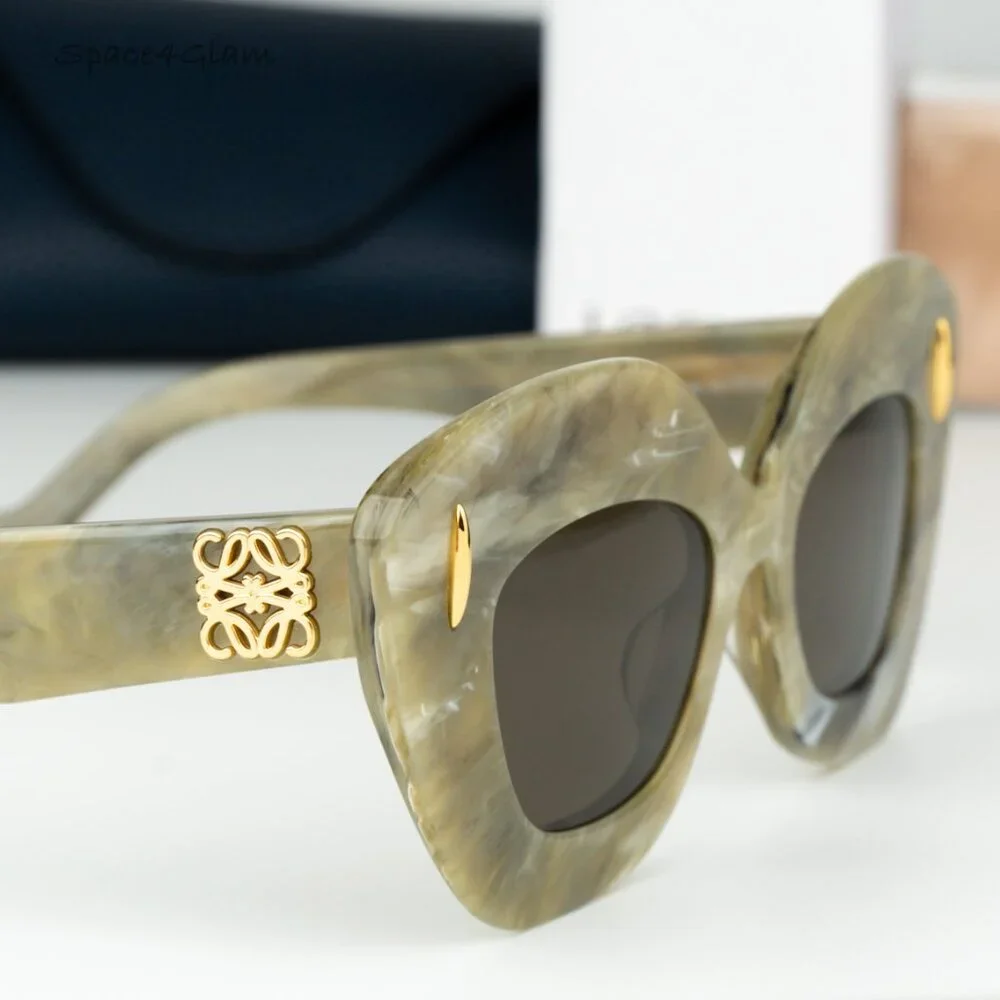 Loewe Men Sunglasses Green Brown Cat Eye LW40127I ANAGRAM 60E NEW AUTHENTIC